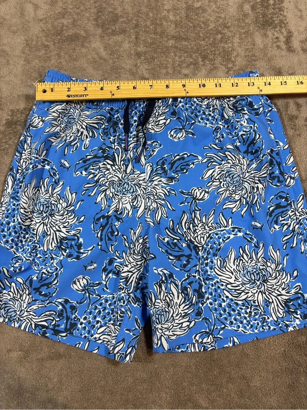 Lilly Pulitzer x Southern Tide Boca Blue Swim Trunks Boys Large 12-14